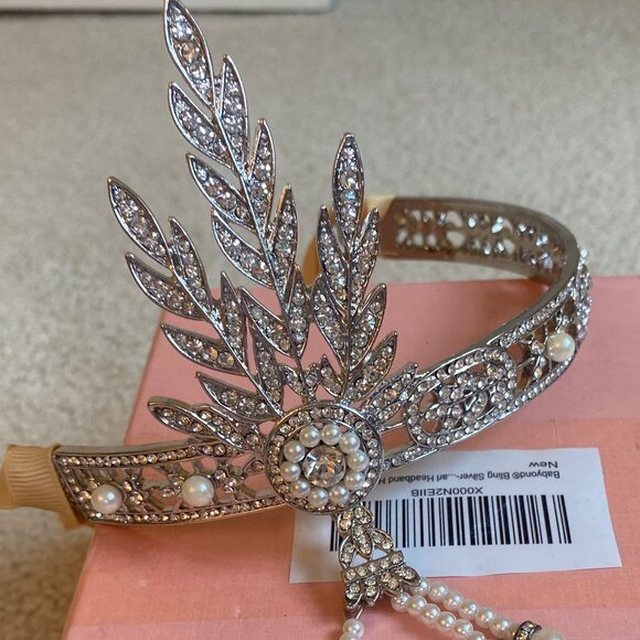 Babeyond Accessories - "Great Gatsby" style pearl crystal tiara, adjustable.